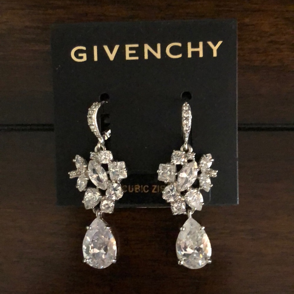 Givenchy Drop CZ Earrings, Bridal Earrings